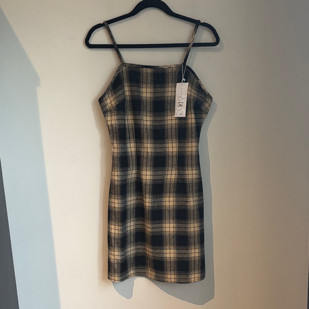 ROMWE Checkered Spaghetti Strap Mini Dress